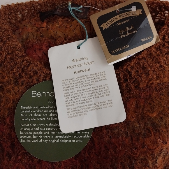 Bernat Klein Vintage Loose Knit Pullover Sweater Orange Size Small/Medium - Picture 8 of 9